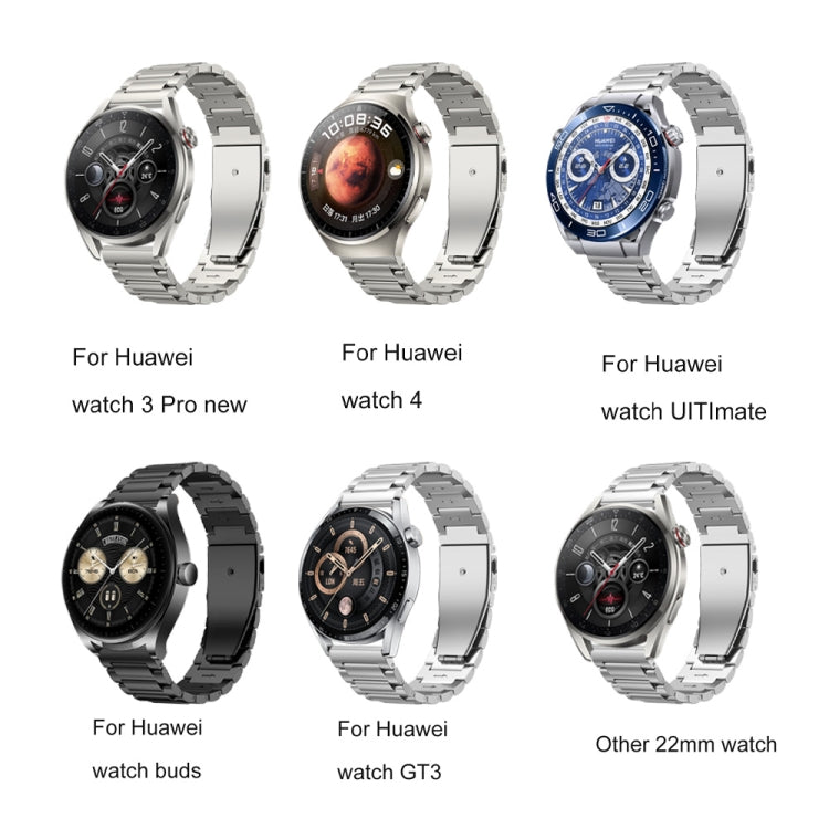 22mm Three Strains Jump Buckle Titanium Metal Watch Band(Black) - Watch Bands by PMC TechLife | Online Shopping South Africa | PMC TechLife