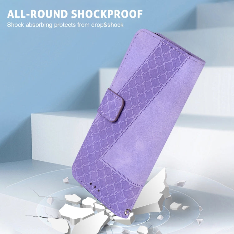 For Google Pixel 9 7-shaped Embossed Leather Phone Case(Purple) - Google Cases by PMC TechLife | Online Shopping South Africa | PMC TechLife | Buy Now Pay Later Mobicred