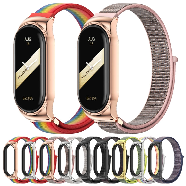 For Xiaomi Mi Band 8 Mijobs CS Case Breathable Nylon Loop Watch Band(Rainbow Rose Gold) - free shipping - PMc TechLife - Order now!