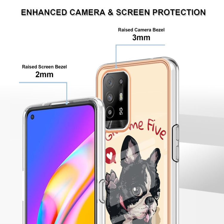 For OPPO A94 5G / A95 5G Electroplating Marble Dual-side IMD Phone Case(Lucky Dog) - free shipping - PMC TechLife - Order now!
