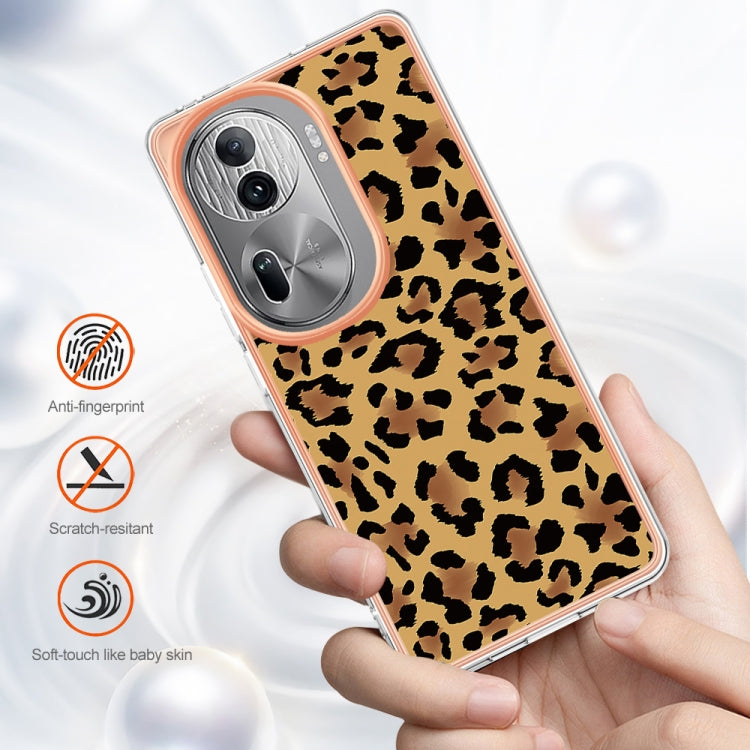 For OPPO Reno11 Pro 5G Global Electroplating Marble Dual-side IMD Phone Case(Leopard Print) - Reno11 Pro Cases by PMC TechLife | Online Shopping South Africa | PMC TechLife | Buy Now Pay Later Mobicred
