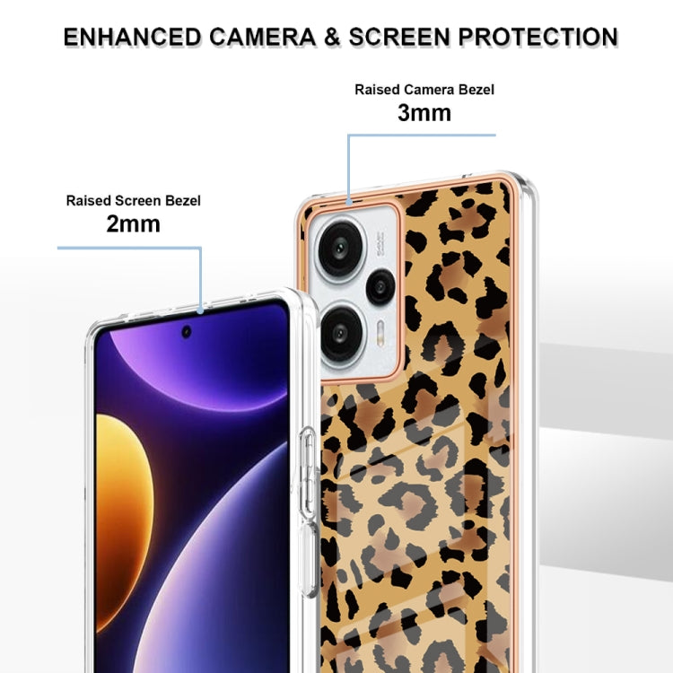 For Xiaomi Poco F5 / Redmi Note 12 Turbo Electroplating Marble Dual-side IMD Phone Case(Leopard Print) - Xiaomi Cases by PMC TechLife | Online Shopping South Africa | PMC TechLife | Buy Now Pay Later Mobicred