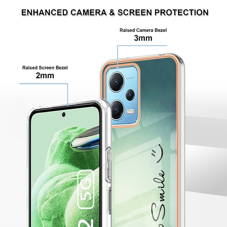 For Xiaomi Redmi Note 12 5G Global Electroplating Marble Dual-side IMD Phone Case(Smile) - Xiaomi Cases by PMC TechLife | Online Shopping South Africa | PMC TechLife | Buy Now Pay Later Mobicred