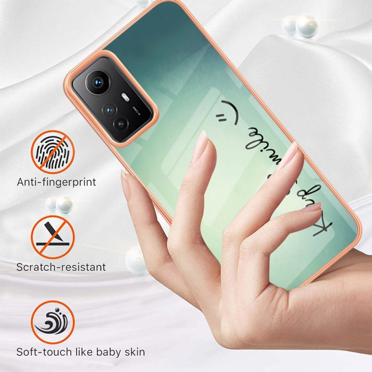 Xiaomi Redmi Note 12S 4G Electroplating Marble Dual-side IMD Phone Case(Smile) - Xiaomi Cases by PMC TechLife | Online Shopping South Africa | PMC TechLife | Buy Now Pay Later Mobicred