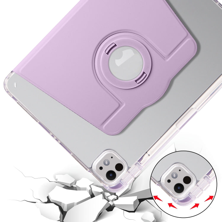 For iPad Pro 13 2024 Clear Acrylic 360 Rotation Detachable Leather Tablet Case(Light Purple) - iPad Pro 13 2024 Cases by PMC TechLife | Online Shopping South Africa | PMC TechLife | Buy Now Pay Later Mobicred