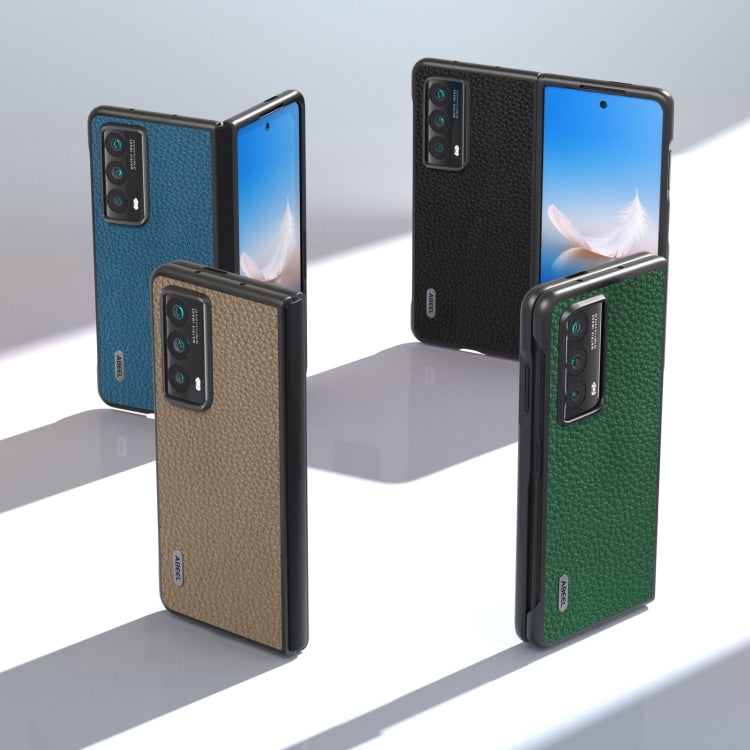 For Honor Magic Vs2 ABEEL Genuine Leather Litchi Texture Phone Case(Black) - Honor Cases by PMC TechLife | Online Shopping South Africa | PMC TechLife | Buy Now Pay Later Mobicred