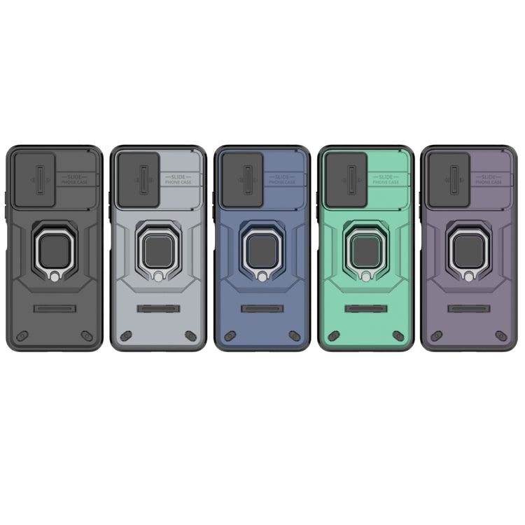 For Xiaomi Redmi Note 12 5G Global Sliding Camshield TPU + PC Shockproof Phone Case with Holder(Green) - Xiaomi Cases by PMC TechLife | Online Shopping South Africa | PMC TechLife | Buy Now Pay Later Mobicred