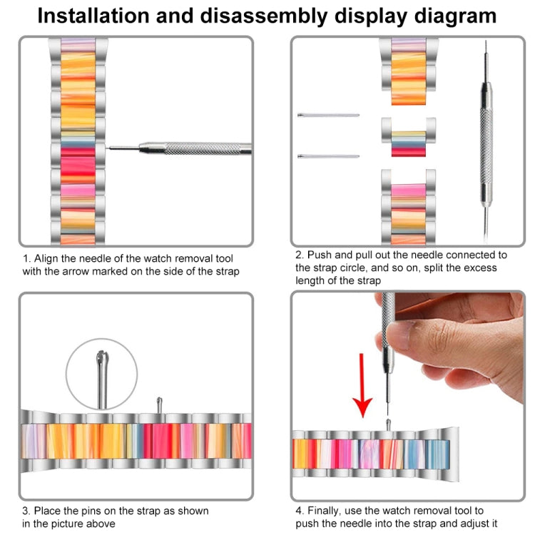 For Samsung Galaxy Watch 6 / 6 Classic Three Bead Resin Metal Watch Band(Rose Gold White) - free shipping - PMC TechLife - Order now!