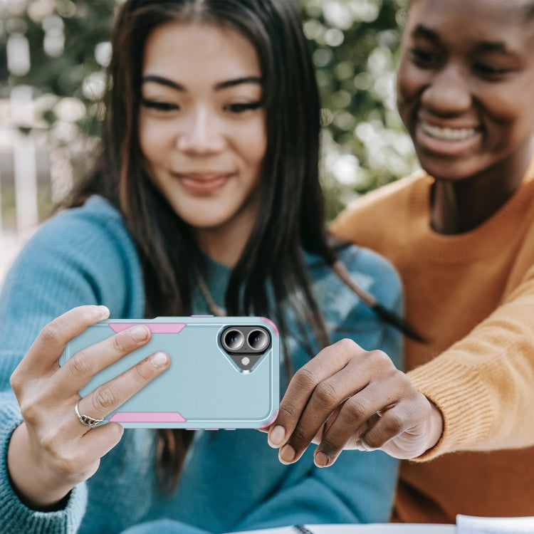 For iPhone 16 Commuter Shockproof TPU + PC Phone Case(Grey Green+Pink) - iPhone 16 Cases by PMC TechLife | Online Shopping South Africa | PMC TechLife | Buy Now Pay Later Mobicred