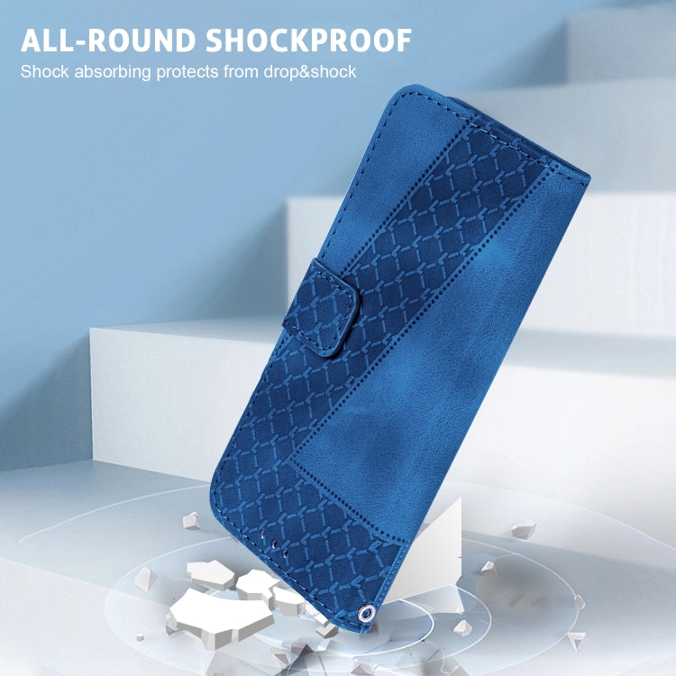 For OPPO Reno11 Global 7-shaped Embossed Leather Phone Case(Blue) - by PMC TechLife | Online Shopping South Africa | PMC TechLife | Buy Now Pay Later Mobicred