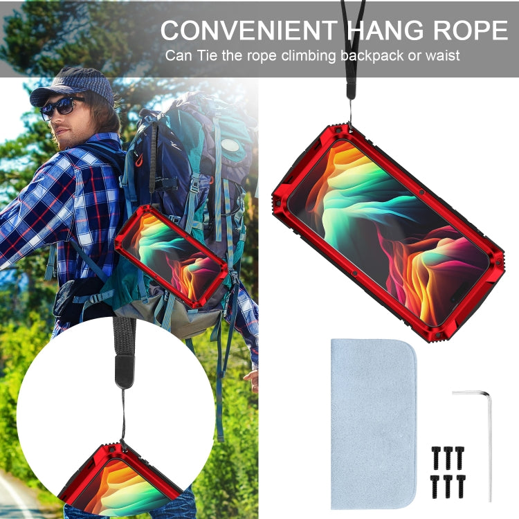 For iPhone 15 Pro R-JUST Shockproof Life Waterproof Dust-proof Metal + Silicone Phone Case with Holder(Red) - iPhone 15 Pro Cases by R-JUST | Online Shopping South Africa | PMC TechLife | Buy Now Pay Later Mobicred