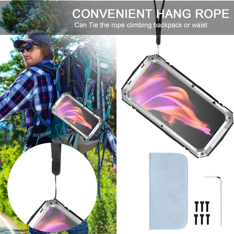 For iPhone 15 Plus R-JUST Shockproof Life Waterproof Dust-proof Metal + Silicone Phone Case with Holder(Silver) - iPhone 15 Plus Cases by R-JUST | Online Shopping South Africa | PMC TechLife