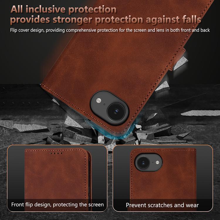 For iPhone 16e AZNS Skin Feel Calf Texture Flip Leather Phone Case(Brown) - free shipping - PMC TechLife - Order now!
