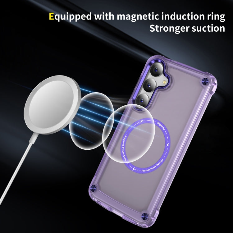 For Samsung Galaxy S25 5G Skin Feel TPU + PC MagSafe Magnetic Phone Case(Transparent Purple) - Galaxy S25 5G Cases by PMC Jewellery | Online Shopping South Africa | PMC Jewellery | Buy Now Pay Later Mobicred