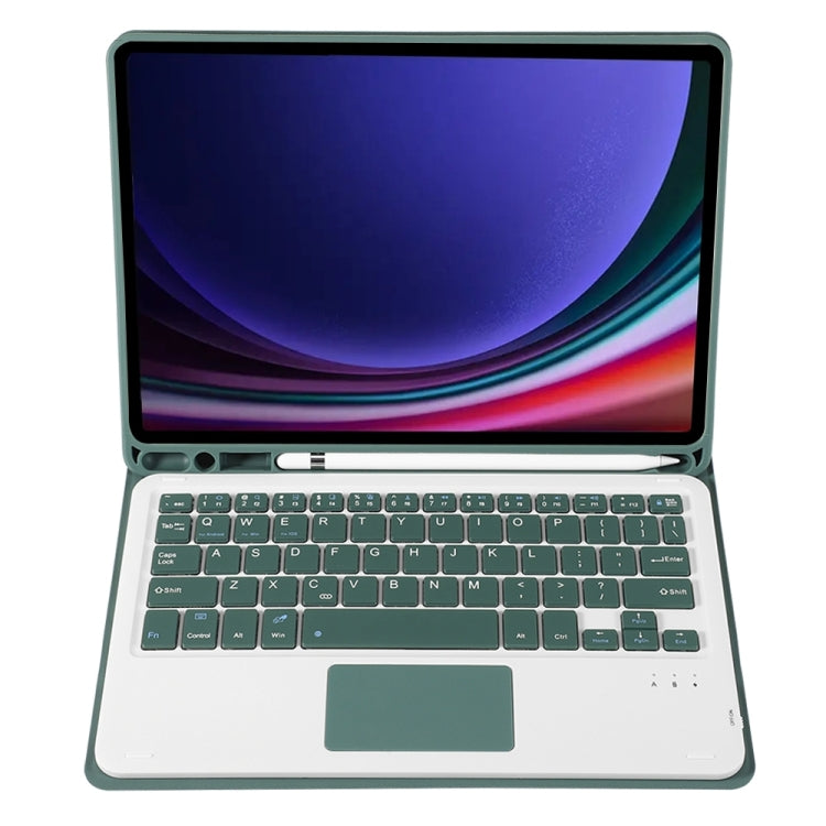 For Samsung Galaxy Tab S9 A710B-A Candy Color TPU Touch Bluetooth Keyboard Leather Tablet Case with Pen Holder(Dark Green) - Samsung Keyboard by PMC TechLife | Online Shopping South Africa | PMC TechLife