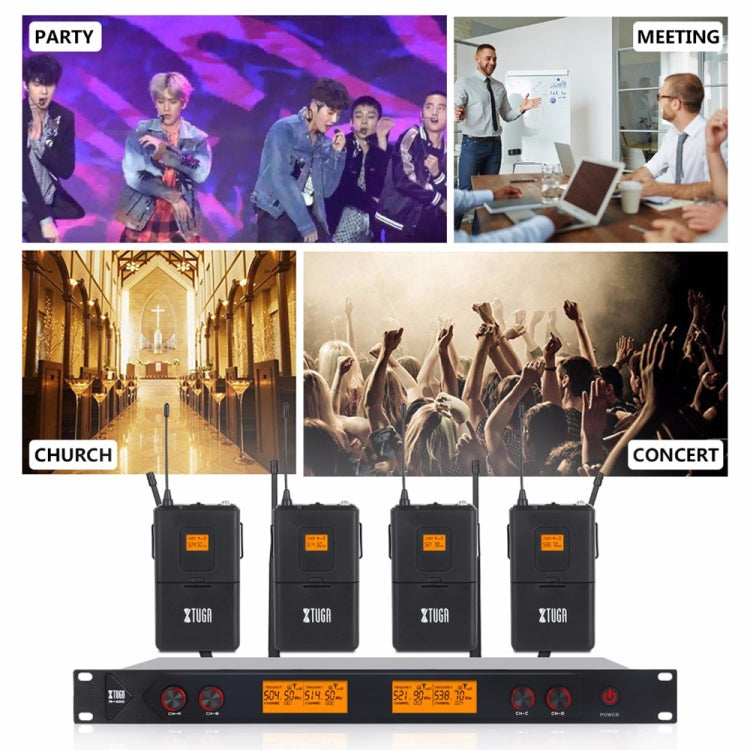 XTUGA A400-HB Professional 4-Channel UHF Wireless Microphone System with 2 Handheld & 2 Headset Microphone(AU Plug) - Microphone by XTUGA | Online Shopping South Africa | PMC TechLife | Buy Now Pay Later Mobicred