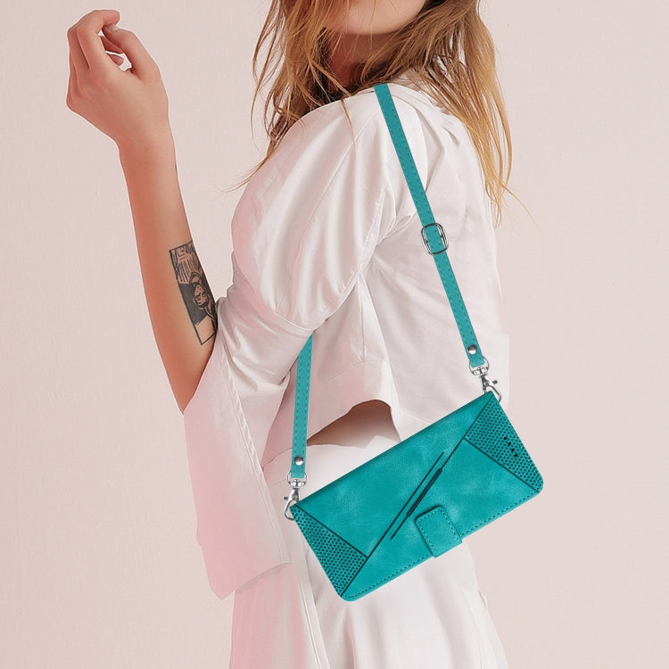 For Motorola Moto G Play 5G 2024/Moto G 5G 2024 Dream Triangle Leather Phone Case with Lanyard(Green) - Motorola Cases by PMC Jewellery | Online Shopping South Africa | PMC Jewellery | Buy Now Pay Later Mobicred