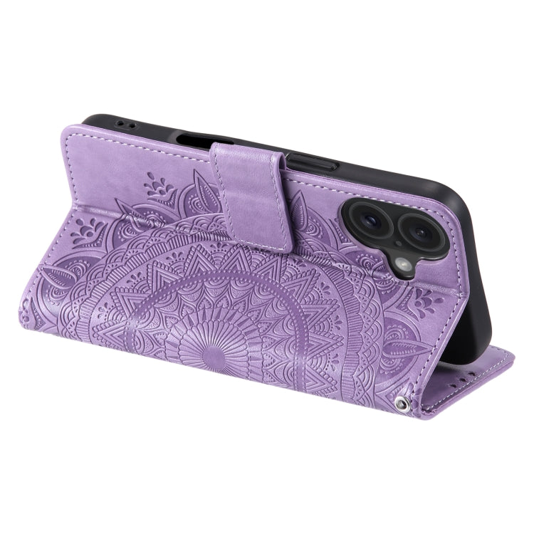 For iPhone 16 Plus Totem Flower Embossed Leather Phone Case(Purple) - iPhone 16 Plus Cases by PMC TechLife | Online Shopping South Africa | PMC TechLife | Buy Now Pay Later Mobicred