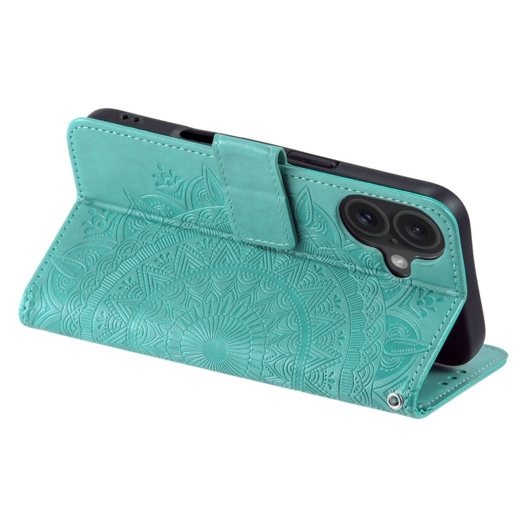 For iPhone 16 Totem Flower Embossed Leather Phone Case(Green) - free shipping - PMC TechLife - Order now!