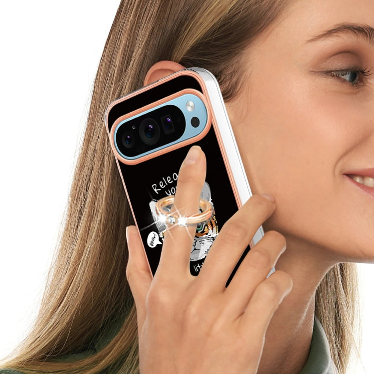 For Google Pixel 9 Pro XL Electroplating Dual-side IMD Phone Case with Ring Holder(Natural Growth) - Google Cases by PMC TechLife | Online Shopping South Africa | PMC TechLife | Buy Now Pay Later Mobicred