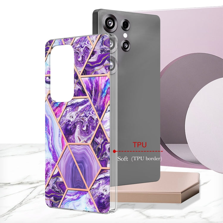 For Samsung Galaxy S25 Ultra 5G Electroplating Splicing Marble TPU Phone Case(Dark Purple) - Galaxy S25 Ultra 5G Cases by PMC Jewellery | Online Shopping South Africa | PMC Jewellery | Buy Now Pay Later Mobicred
