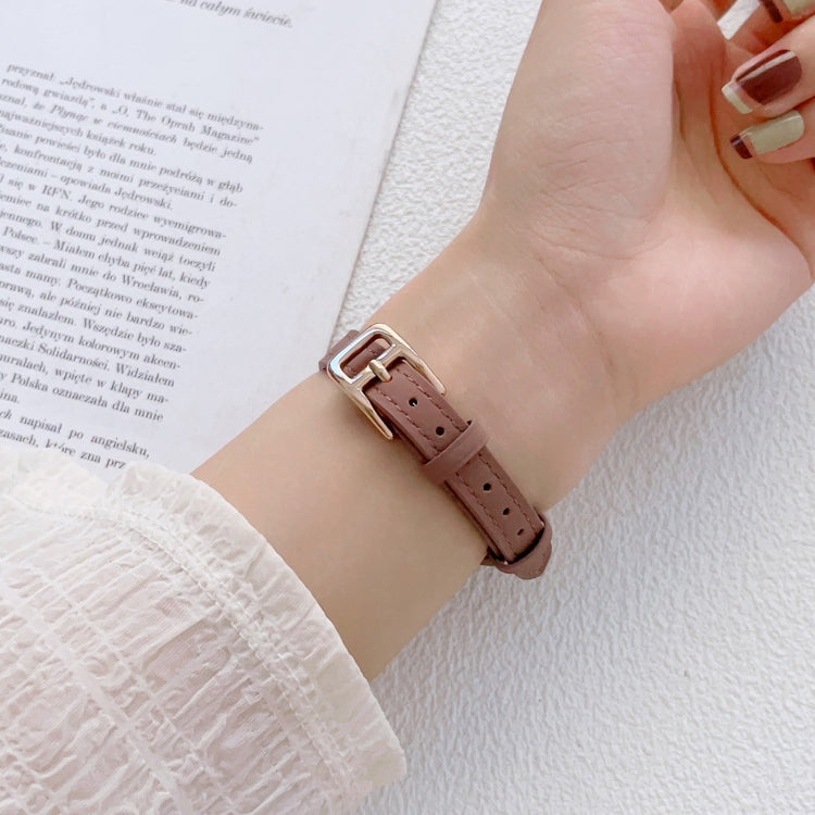 For Apple Watch Ultra 2 49mm T-shaped Slim Genuine Leather Watch Band(Dark Pink) - Watch Bands by PMC TechLife | Online Shopping South Africa | PMC TechLife | Buy Now Pay Later Mobicred