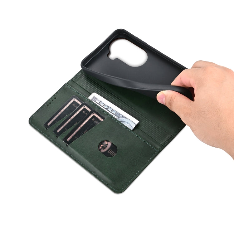 For OPPO Reno11 Global AZNS Magnetic Calf Texture Flip Leather Phone Case(Dark Green) - OPPO Cases by AZNS | Online Shopping South Africa | PMC Jewellery | Buy Now Pay Later Mobicred