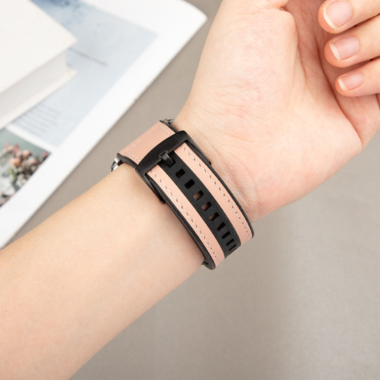 For Apple Watch Series 9 41mm Hybrid Leather Silicone Watch Band(Pink) - Watch Bands by PMC TechLife | Online Shopping South Africa | PMC TechLife