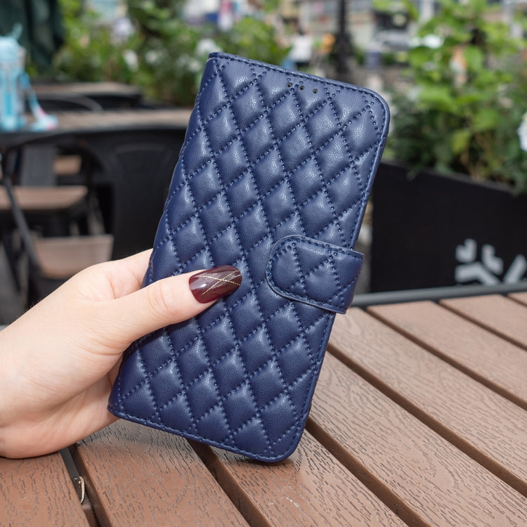 For Motorola Moto G34 5G Diamond Lattice Wallet Flip Leather Phone Case(Blue) - Motorola Cases by PMC TechLife | Online Shopping South Africa | PMC TechLife