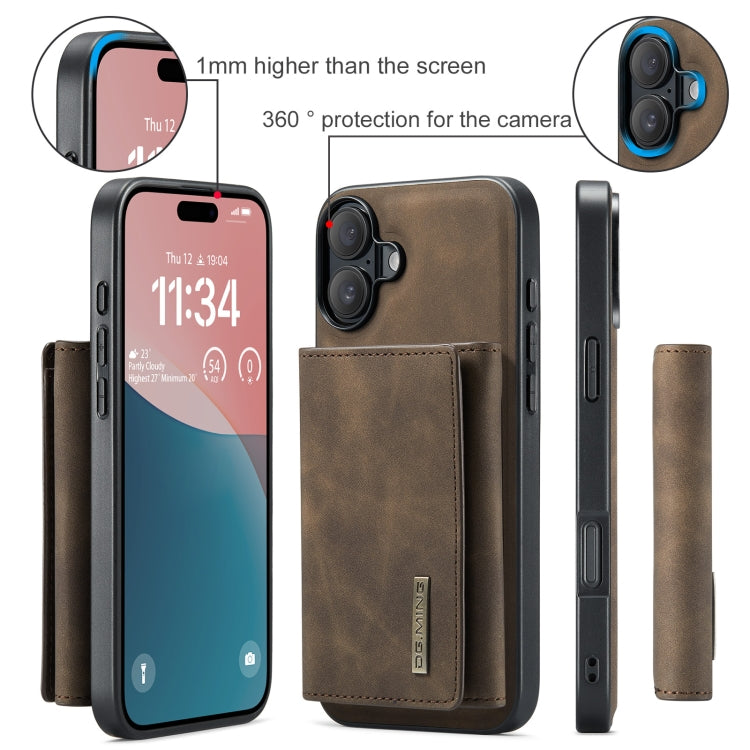 For iPhone 16 Plus DG.MING M1 Series 3-Fold Multi Card Wallet Leather Phone Case(Coffee) - free shipping - PMC Jewellery - Order now!