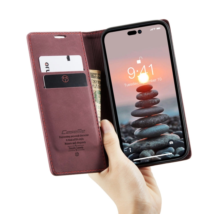 For iPhone 15 Pro CaseMe 013 Multifunctional Horizontal Flip Leather Phone Case(Wine Red) - free shipping - PMC Jewellery - Order now!