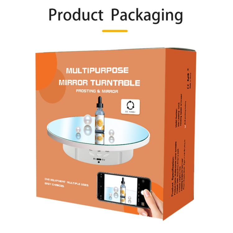 22cm Mirror Electric Rotating Display Stand Live Video Shooting Props Turntable Regular Version(White) - free shipping - PMC TechLife - Order now!