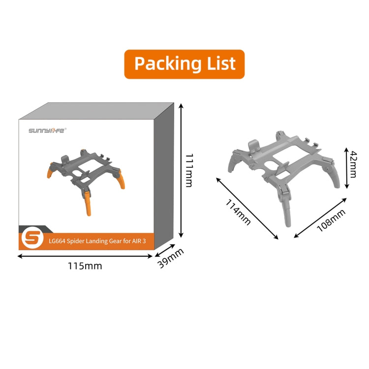 For DJI Air 3 Sunnylife LG664 Foldable Spider Landing Gear(Orange) - Landing Gear by Sunnylife | Online Shopping South Africa | PMC TechLife | Buy Now Pay Later Mobicred