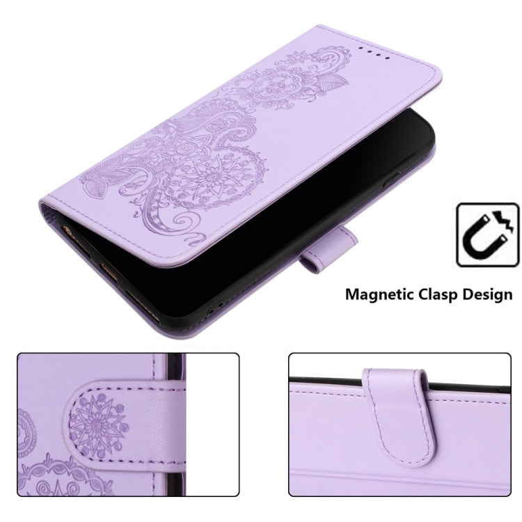 For Motorola Edge 5G 2024 Datura Flower Embossed Flip Leather Phone Case(Purple) - Motorola Cases by PMC Jewellery | Online Shopping South Africa | PMC Jewellery | Buy Now Pay Later Mobicred