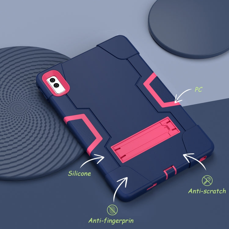 For Lenovo Tab M10 5G 10.6 inch Contrast Color Silicone PC Tablete Case with Holder(Navy Blue + Rose Red) - Lenovo by PMC TechLife | Online Shopping South Africa | PMC TechLife | Buy Now Pay Later Mobicred