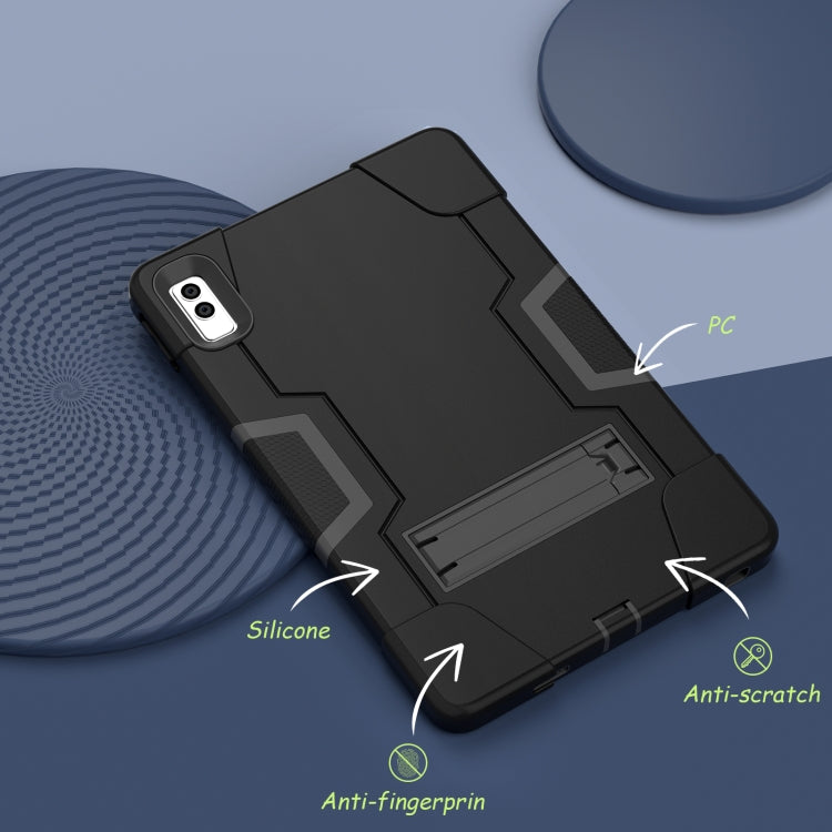 For Lenovo Tab M10 5G 10.6 inch Contrast Color Silicone PC Tablete Case with Holder(Black) - Lenovo by PMC TechLife | Online Shopping South Africa | PMC TechLife | Buy Now Pay Later Mobicred