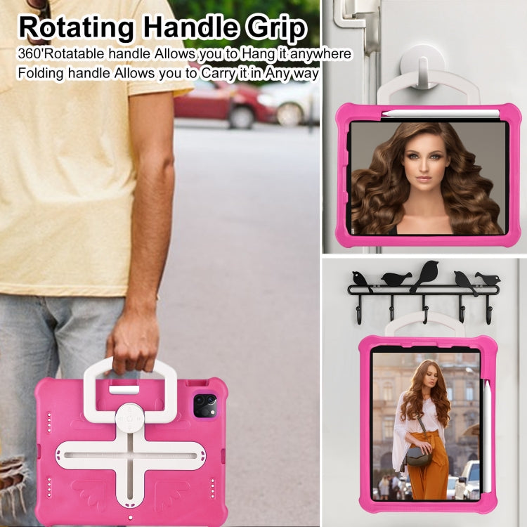For iPad Air 11 2024 Shield 360 Rotation Handle EVA Shockproof PC Tablet Case(Rose Red Beige) - iPad Air 11 2024 Cases by PMC TechLife | Online Shopping South Africa | PMC TechLife | Buy Now Pay Later Mobicred