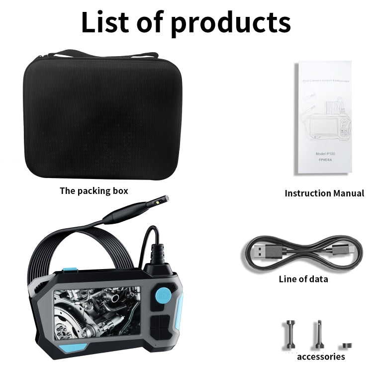 P120 Rotatable 8mm Dual Lenses Industrial Endoscope with Screen, 16mm Tail Pipe Diameter, Spec:10m Tube - by PMC TechLife | Online Shopping South Africa | PMC TechLife | Buy Now Pay Later Mobicred