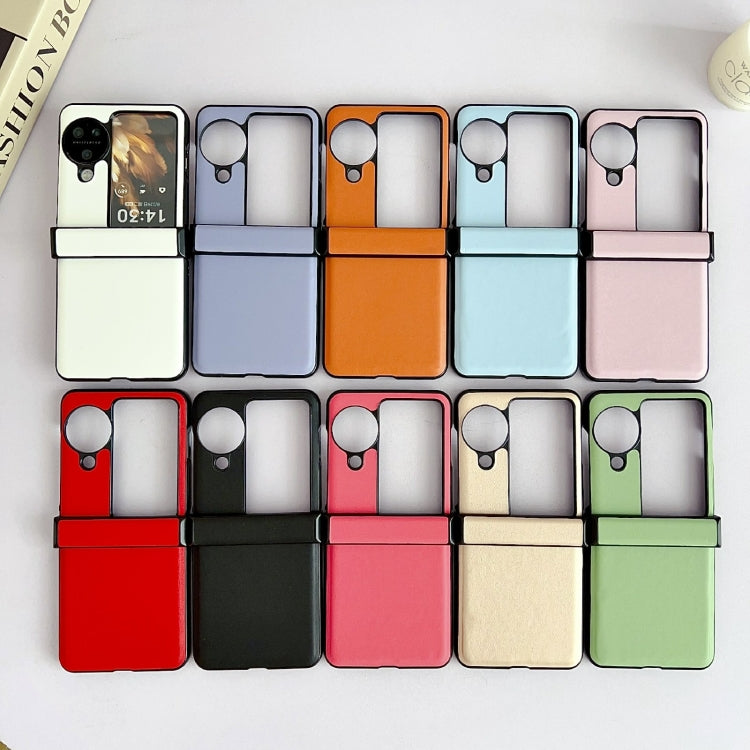 For OPPO Find N3 Flip Three-piece Set Morandi Solid Color Leather Texture Phone Case(White) - OPPO Cases by PMC TechLife | Online Shopping South Africa | PMC TechLife | Buy Now Pay Later Mobicred