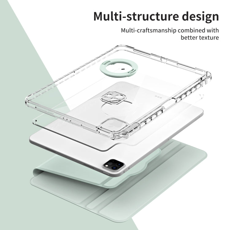 For iPad Air 13 2025 / 2024 360 Rotation Detachable Clear Acrylic Leather Tablet Case(Light Green) - iPad Pro 12.9 (2022/2021) Cases by PMC TechLife | Online Shopping South Africa | PMC TechLife | Buy Now Pay Later Mobicred