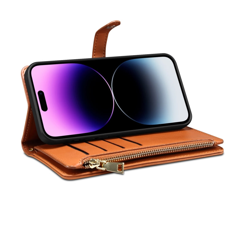 For Motorola Edge 50 Fusion ESEBLE Star Series Lanyard Zipper Wallet RFID Leather Case(Brown) - Motorola Cases by ESEBLE | Online Shopping South Africa | PMC TechLife | Buy Now Pay Later Mobicred