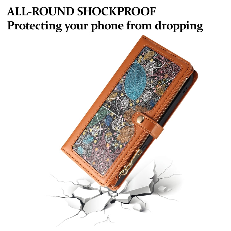 For Motorola Moto E14 ESEBLE Star Series Lanyard Zipper Wallet RFID Leather Case(Brown) - Motorola Cases by ESEBLE | Online Shopping South Africa | PMC TechLife | Buy Now Pay Later Mobicred