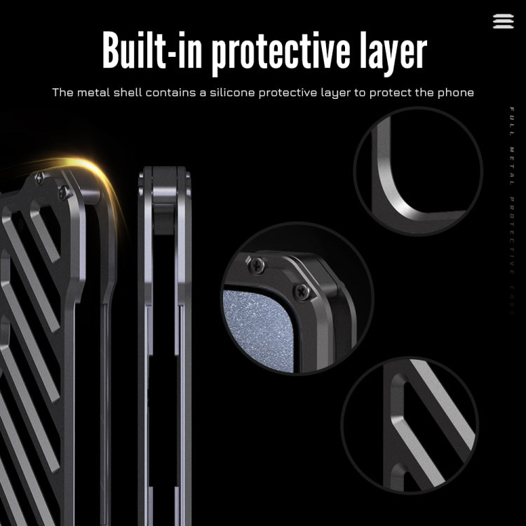 For iPhone 15 Pro R-JUST RJ-50 Hollow Breathable Armor Metal Phone Case(Space Grey) - iPhone 15 Pro Cases by R-JUST | Online Shopping South Africa | PMC TechLife | Buy Now Pay Later Mobicred