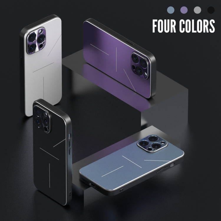 For iPhone 15 Pro R-JUST RJ52 3-Line Style Metal TPU Shockproof Phone Case(Blue) - iPhone 15 Pro Cases by R-JUST | Online Shopping South Africa | PMC TechLife | Buy Now Pay Later Mobicred