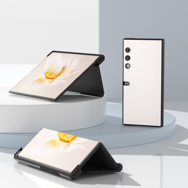 For Honor V Purse ABEEL Genuine Leather Elegant Black Edge Phone Case(White) - Honor Cases by PMC TechLife | Online Shopping South Africa | PMC TechLife | Buy Now Pay Later Mobicred