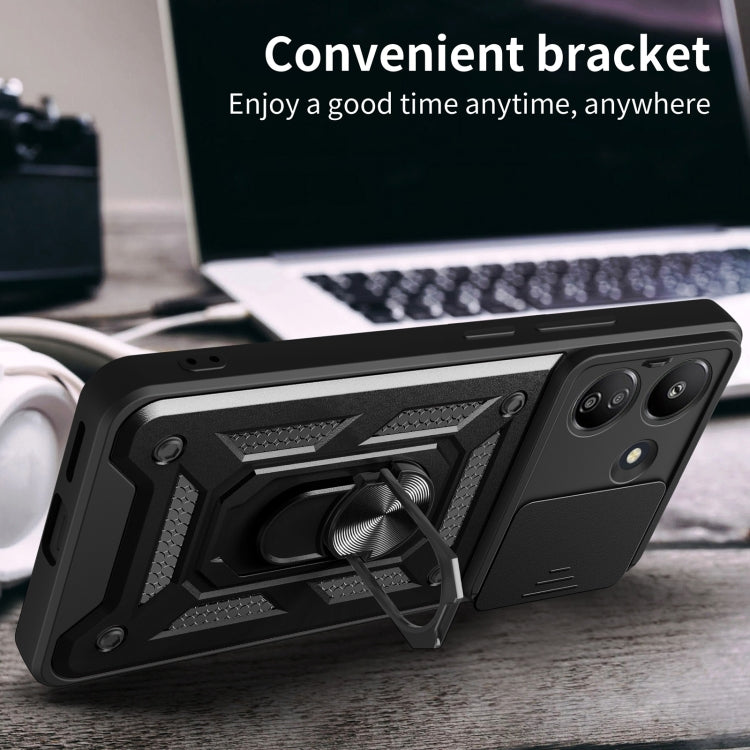 For Xiaomi Redmi 13C 4G Sliding Camera Cover Design TPU Hybrid PC Phone Case(Silver) - 13C Cases by PMC TechLife | Online Shopping South Africa | PMC TechLife | Buy Now Pay Later Mobicred
