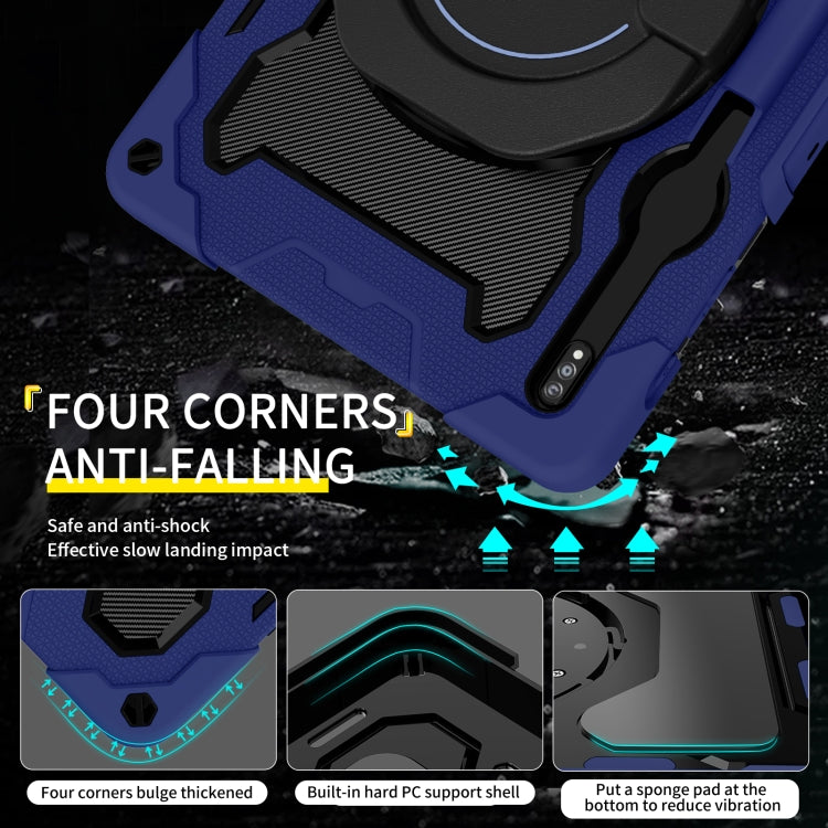 For Samsung Galaxy Tab S9+ Armor Portable Rotating Ring Holder Silicone Tablet Case(Navy Blue) - Galaxy Tab S9+ Cases by PMC TechLife | Online Shopping South Africa | PMC TechLife