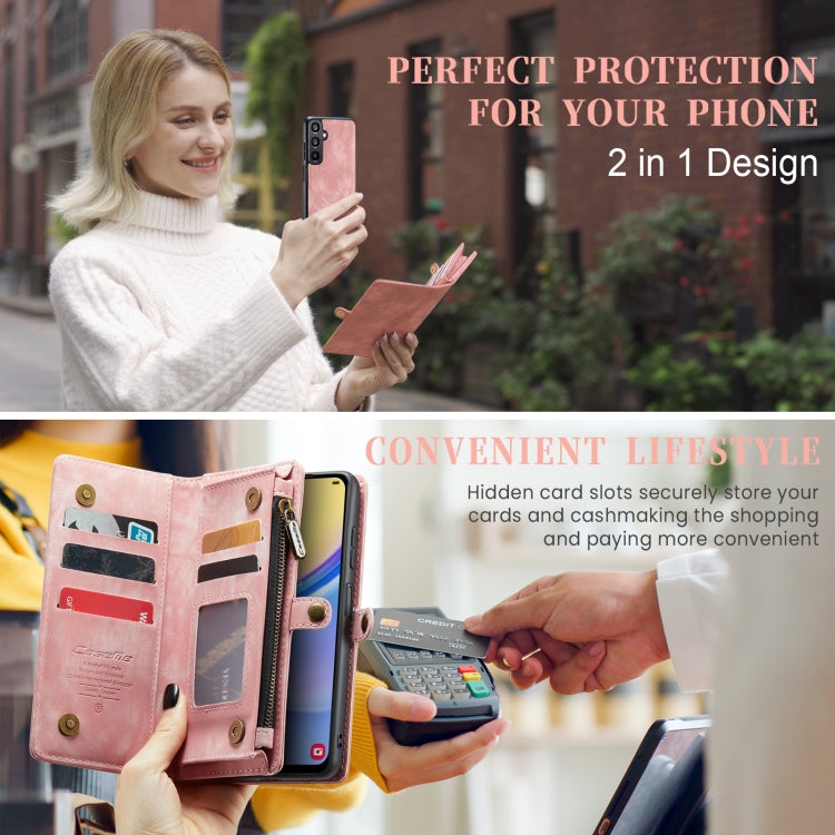 For Samsung Galaxy A15 5G CaseMe 008 Multifunctional Zipper Wallet Leather Phone Case with Lanyard(Pink) - free shipping - PMC Jewellery - Order now!