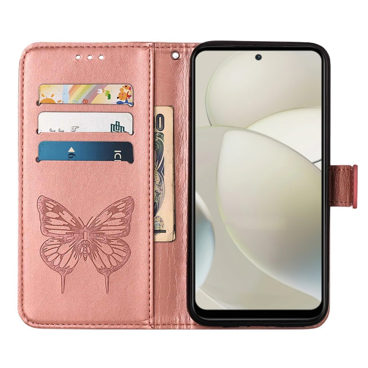 For Motorola Moto G Power 5G 2024 Embossed Butterfly Leather Phone Case(Rose Gold) - Motorola Cases by PMC Jewellery | Online Shopping South Africa | PMC Jewellery | Buy Now Pay Later Mobicred