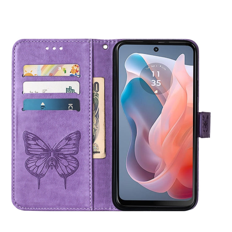 For Motorola Moto G Play 5G 2024 Embossed Butterfly Leather Phone Case(Purple) - free shipping - PMC Jewellery - Order now!